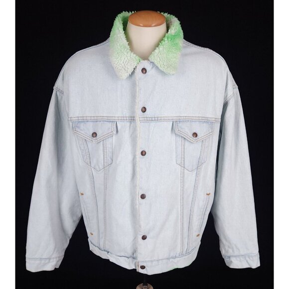 NotSoNormal Look Inside Faux Shearling Denim Jacket XL Mens NSN $487 - Picture 4 of 16
